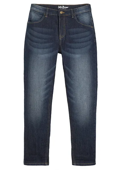 Thermo Slim-Fit-Jeans mit Fleecefutter, Straight in blau von vorne - bonprix