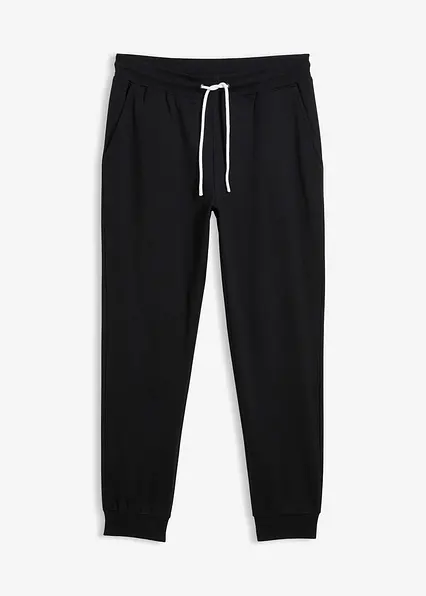 Jogginghose mit Rippbündchen am Saum in schwarz von vorne - bonprix