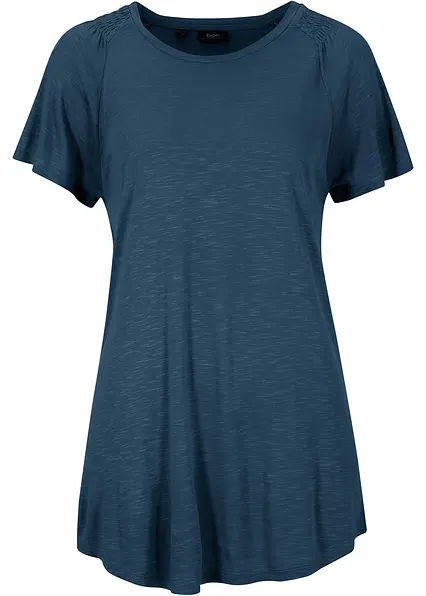 Flammgarn-Shirt mit Flügelärmeln in blau von vorne - bonprix