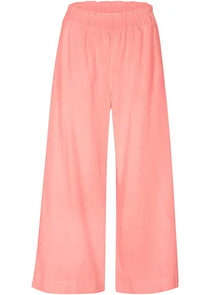 Leinen-Culotte, wadenlang in rosa von vorne - bonprix