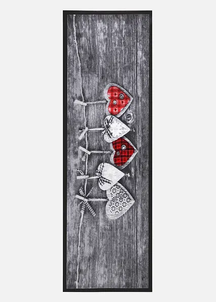 Fußmatte mit Herzchenmotiv in grau - bonprix