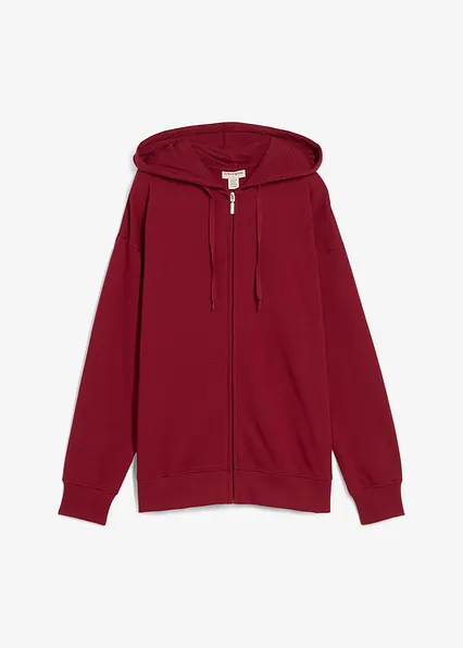 Long-Sweatjacke in rot von vorne - bonprix