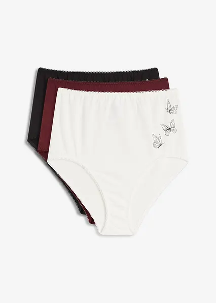 Highwaist Slip mit Bio-Baumwolle (3er Pack) in braun von vorne - bonprix