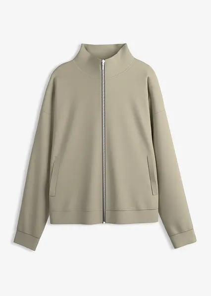 Jacke in Scuba Qualität mit Reißverschluss in grau von vorne - bonprix