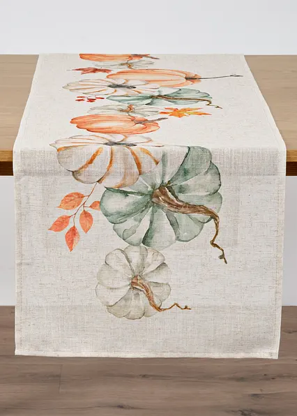 Tischläufer mit Leinenanteil in beige von vorne - bonprix