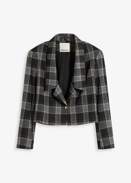 Kurzblazer mit Schmuck-Knopf in grau von vorne - bonprix