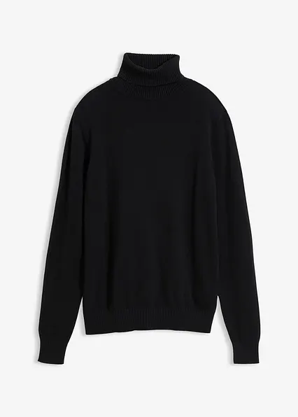 Rollkragenpullover in schwarz von vorne - bonprix