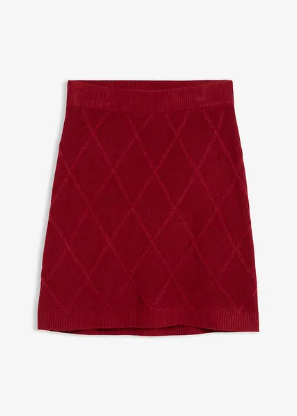 Strickrock aus Zopfstrick in rot von vorne - bonprix