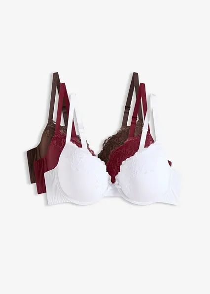 Schalen BH (3er Pack) in rot von vorne - bonprix