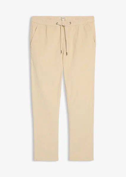 Regular Fit Cord-Schlupfhose, Straight in beige von vorne - bonprix