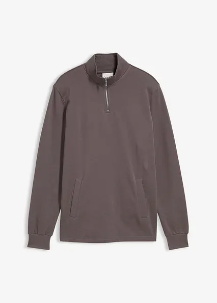 Sweatshirt aus reiner Bio-Baumwolle in grau von vorne - bonprix