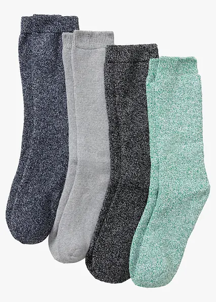 Thermo Frottee Socken mit Bio-Baumwolle (4er Pack) in schwarz von vorne - bonprix