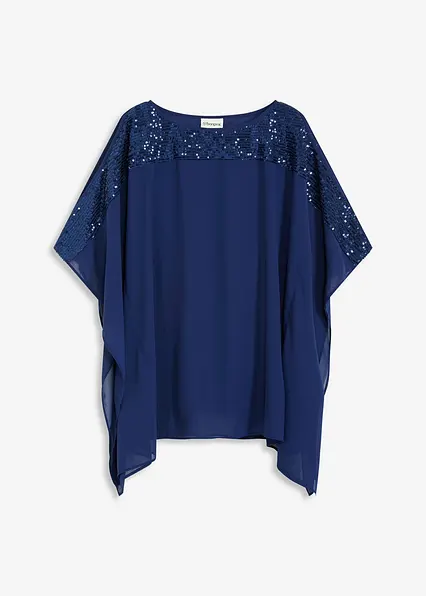 Tunika mit Pailletten in blau von vorne - bonprix