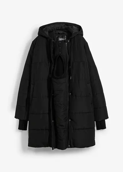 3-in-1 Umstandsmantel mit Trageeinsatz in schwarz von vorne - bonprix