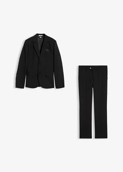 Anzug (2tlg. Set) in Regular Fit in schwarz von vorne - bonprix