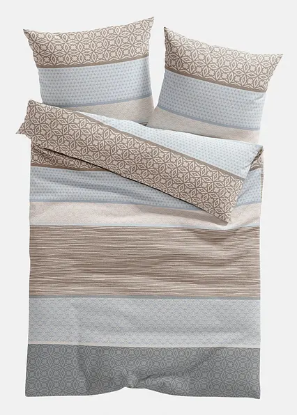 Bettwäsche mit Streifen in grau von vorne - bonprix