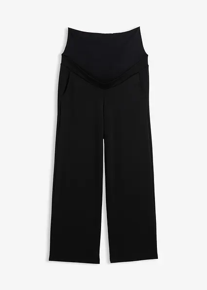 Umstandshose aus bequemen Punto di Roma, weites Bein in schwarz von vorne - bonprix