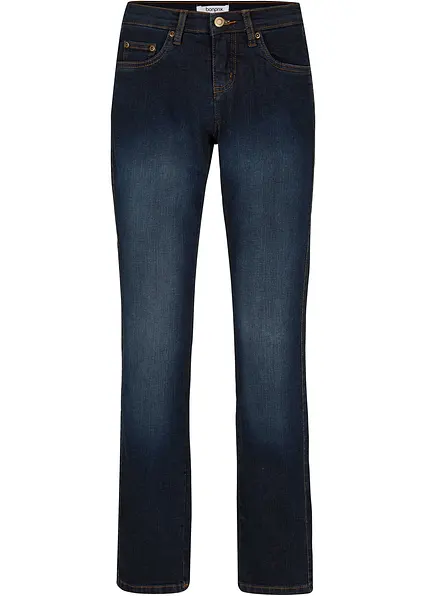 Slim Straight Jeans Mid Waist, Stretch in blau von vorne - bonprix