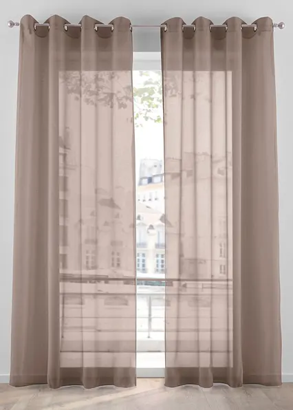 Gardine aus leichtem Voile (1er Pack) in braun - bonprix