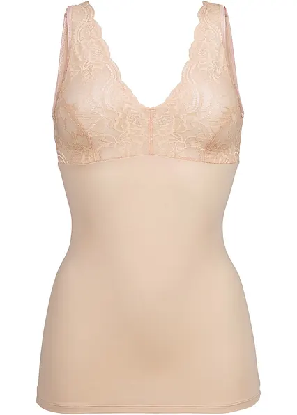 Shapetop mit Spitze und mittlerer Formkraft in grau von vorne - bonprix