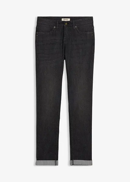 Straight Jeans Mid Waist, Stretch in schwarz von vorne - bonprix