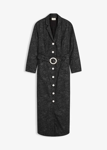 Twillkleid mit Gürtel (2-tlg.-Set) in schwarz von vorne - bonprix