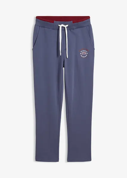 Jogginghose aus reiner Baumwolle mit sportiven Details in blau von vorne - bonprix