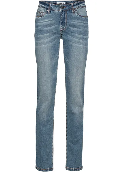 Straight-Jeans Mid Waist, Stretch in blau von vorne - bonprix