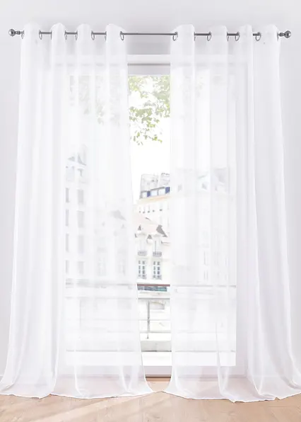 Gardine mit recyceltem Polyester und feiner Struktur (1er Pack) in weiß - bonprix