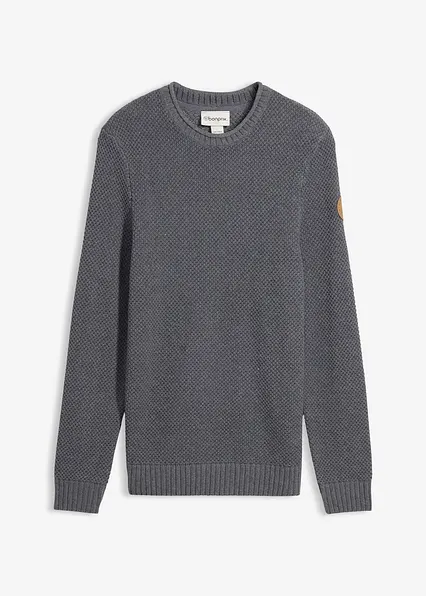 Pullover mit recycelter Baumwolle in blau von vorne - bonprix