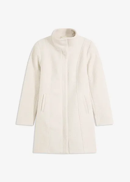 Bouclé-Kurzmantel in weiß von vorne - bonprix