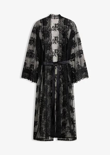 Langer Kimono in schwarz von vorne - bonprix
