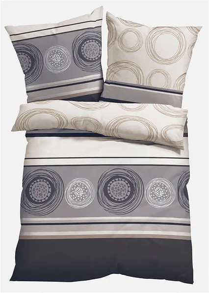 Bettwäsche mit Kreisen in grau von vorne - bonprix