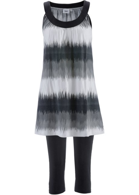 Kleid+Capri-Leggings (2-tlg. Set) in schwarz von vorne - bpc bonprix collection
