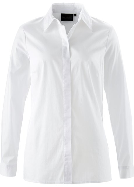 Long-Stretch-Bluse in weiß von vorne - bpc selection
