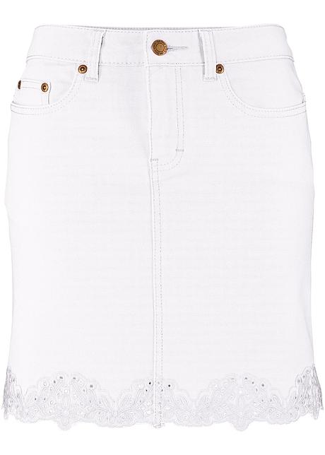 Sportlicher Stretch Jeansrock Mit Lochkante Weiss