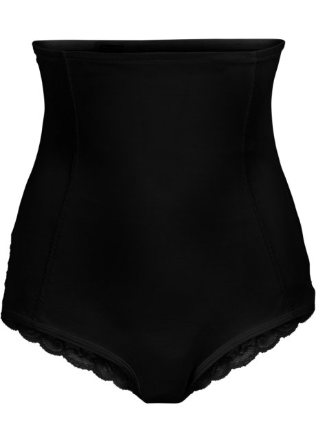 Shape Panty mit Spitzeneinsatz und starker Formkraft in schwarz von vorne - bpc bonprix collection - Nice Size