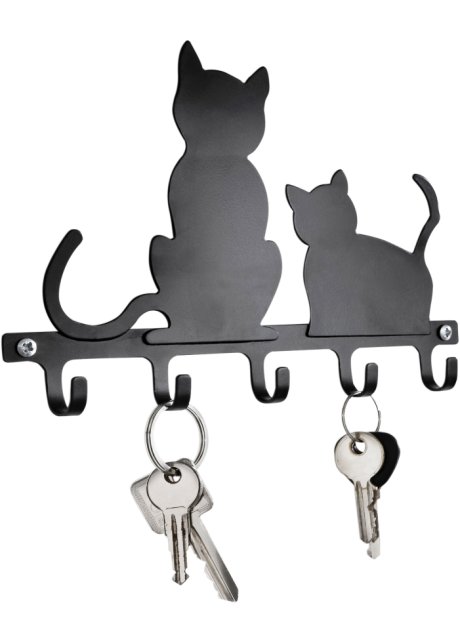 Schlüsselbrett mit Katzen-Motiv in schwarz - bpc living bonprix collection