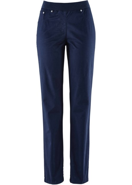 Straight Jeans, Mid Waist, Rippbund in blau von vorne - bpc bonprix collection