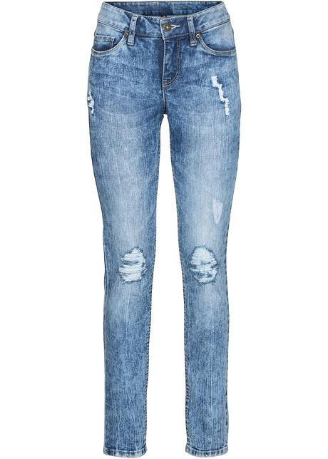 Coole Moonwashed Skinny Jeans Mit Destroyed Effekten Blau Washed