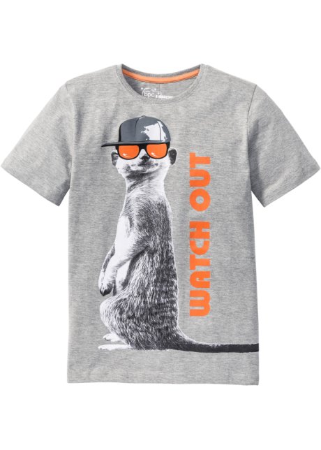 Jungen T-Shirt mit coolem Druck aus Bio-Baumwolle in grau von vorne - bpc bonprix collection