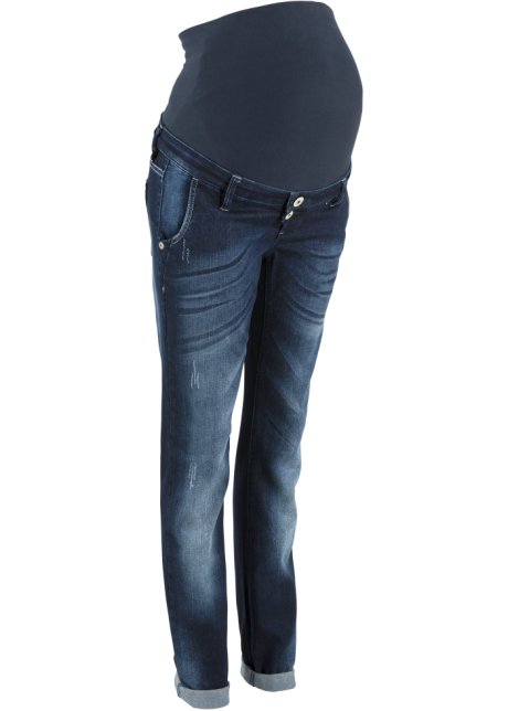 Boyfriend-Umstandsjeans mit schmal zulaufendem Bein in blau von vorne - bpc bonprix collection