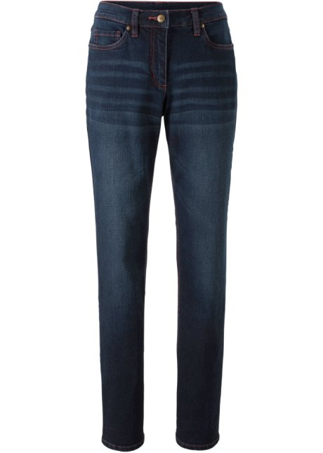 Straight Jeans, Mid Waist, Bequembund in blau von vorne - bpc bonprix collection