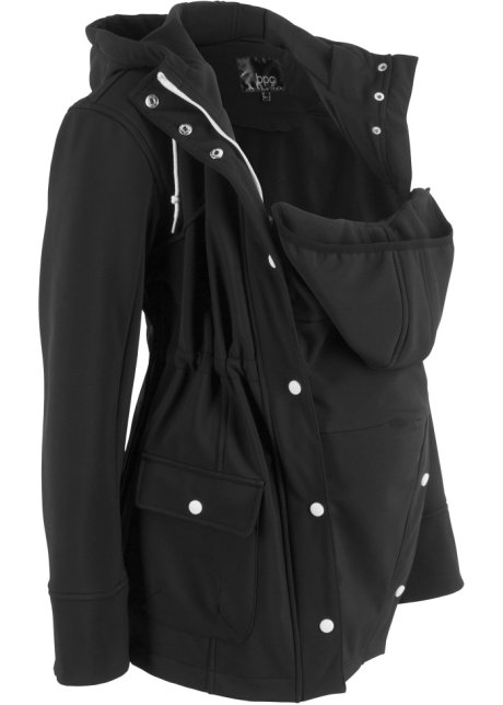 Softshell-Tragejacke / Softshell-Umstandsjacke in schwarz von vorne - bpc bonprix collection