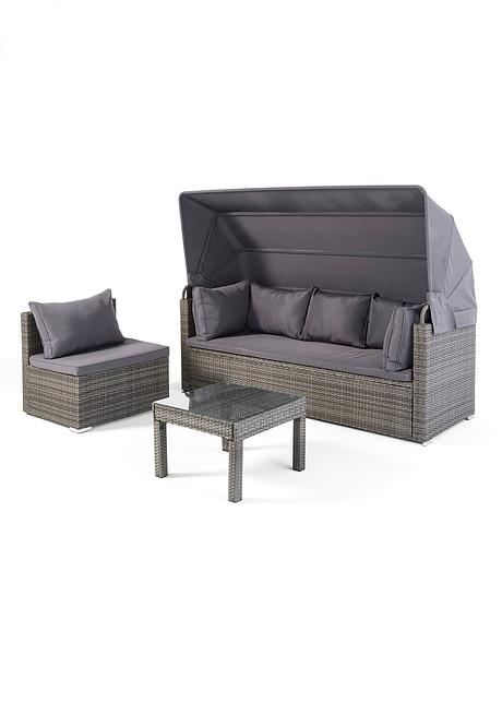 Wonderbaar Attraktives Lounge-Set für Garten, Balkon oder Terrasse - grau HW-47