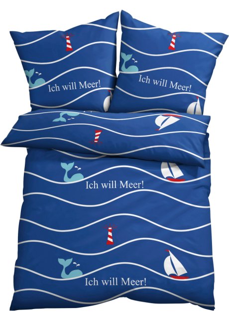Bettwäsche mit maritimen Design in blau - bpc living bonprix collection