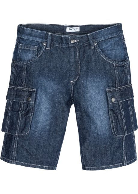 Cargo-Jeans-Bermuda Regular Fit in blau von vorne - John Baner JEANSWEAR