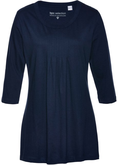 Longshirt, 3/4-Arm in blau von vorne - bpc selection
