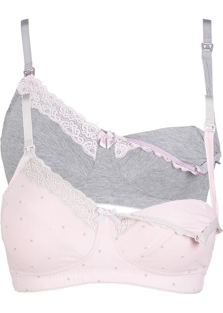 Still Bh 2er Pack Bio Baumwolle Graumeliert Rosa Bpc Bonprix