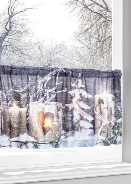 LED Scheibengardine mit winterlichem Druck in weiß - bpc living bonprix collection